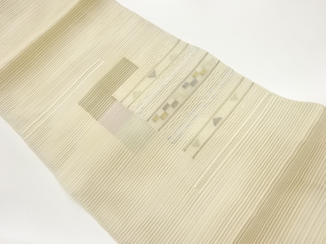 JAPANESE NAGOYA OBI FOR SUMMER / TSUZURE / WOVEN ABSTRACT STRIPE